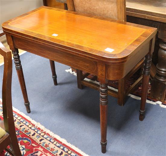 A Regency mahogany tea table W.92cm